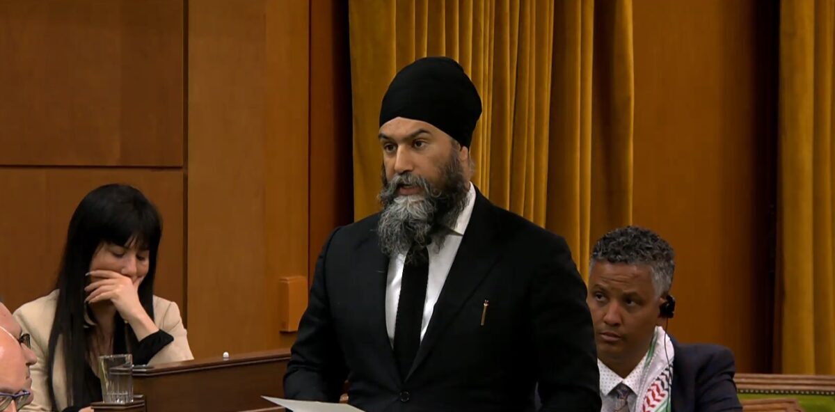 NDP Leader Jagmeet Singh speaking on the motion in the House of Commons on Monday, March 18, 2024.