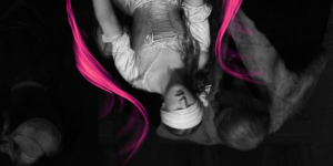 A black and white, edited photo of the Portrait: The Execution of Lady Jane Grey.