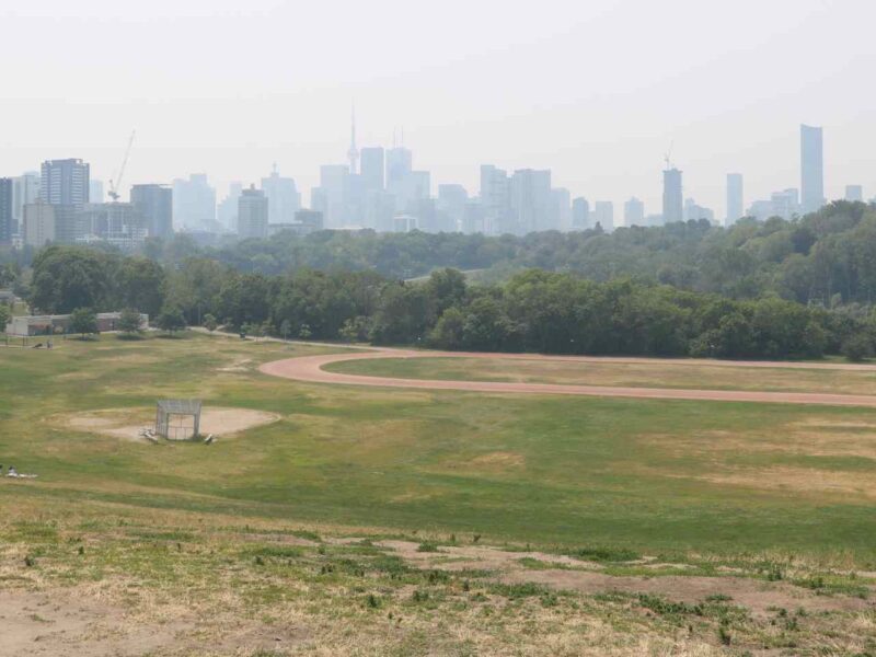 A smokey haze over a very dry Toronto in the summer of 2023.