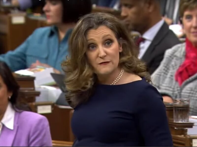 Finance Minister Chrystia Freeland presenting the 2024-2025 federal budget on April 16, 2024.