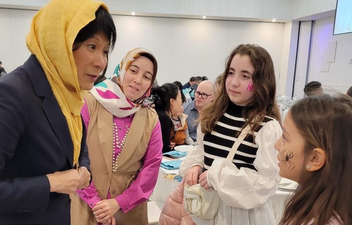 Toronto Mayor Olivia Chow at an iftar and break fast in Rexdale with young Muslim women.