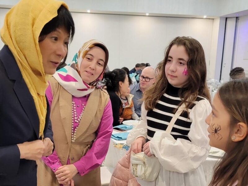 Toronto Mayor Olivia Chow at an iftar and break fast in Rexdale with young Muslim women.