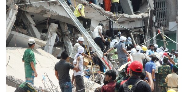Rescuers try to free those trapped in the rubble of Rana Plaza in Bangladesh.