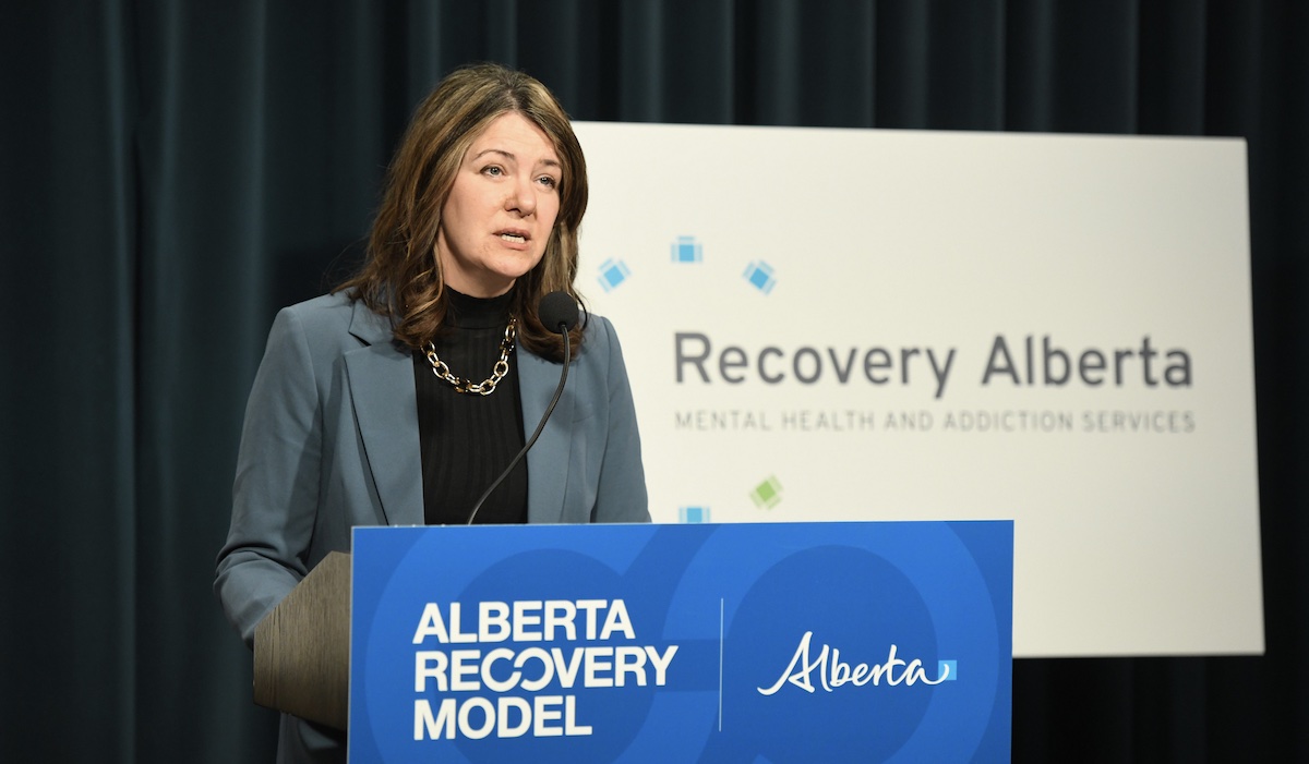 Alberta Premier Danielle Smith at Tuesday’s ‘Recovery Alberta’ news conference.