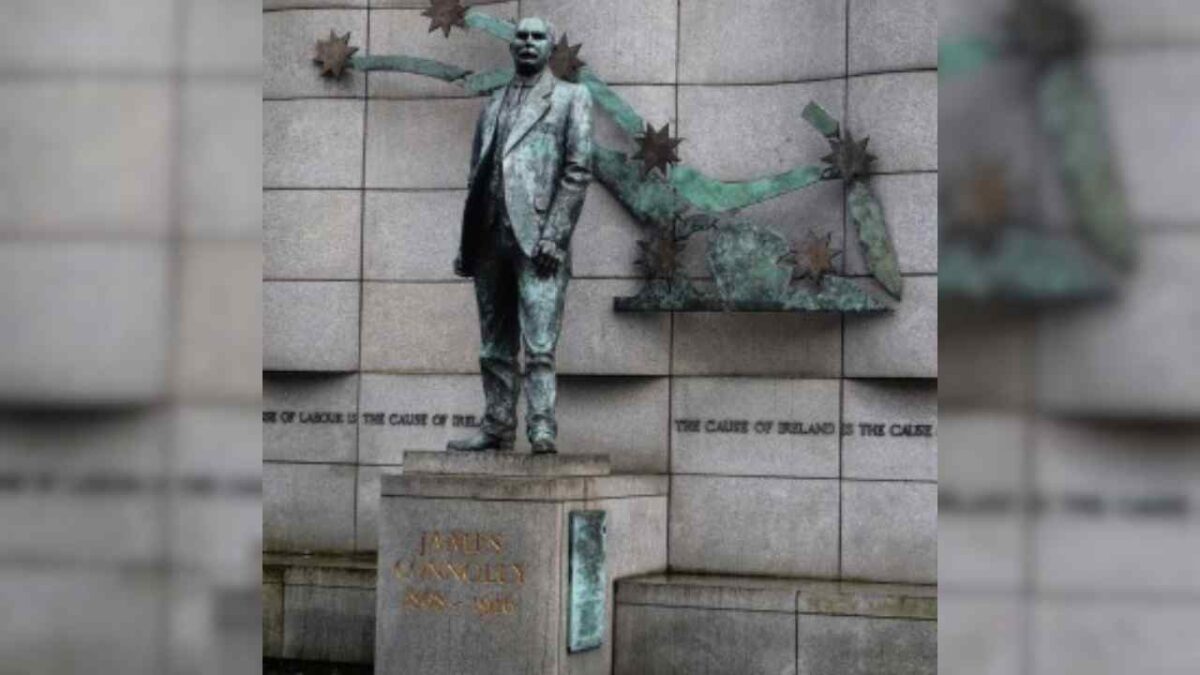 Statue of Irish trade unionist James Connolly outside Liberty Hall in Dublin.