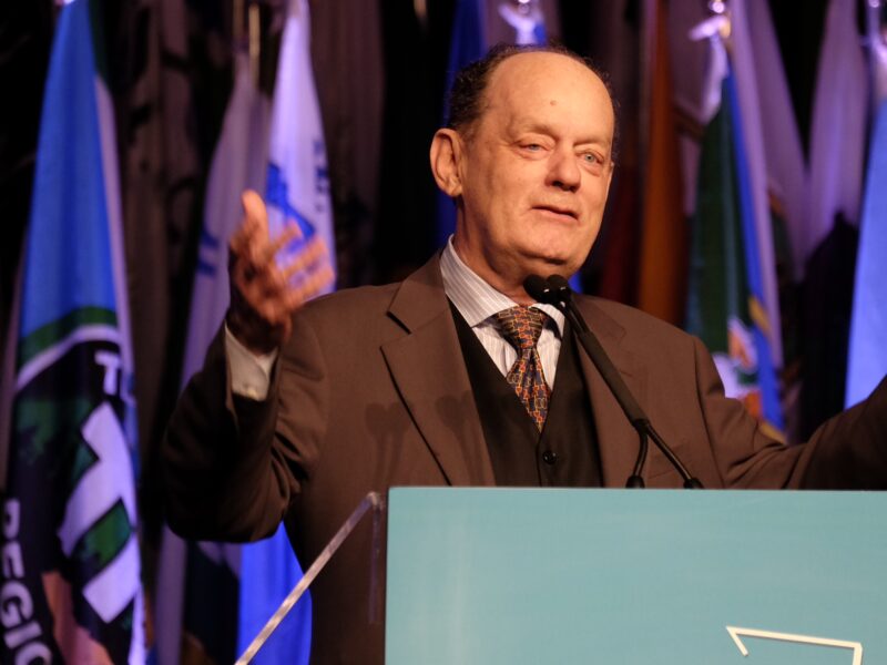 Rex Murphy speaking at the University of British Columbia in 2014.