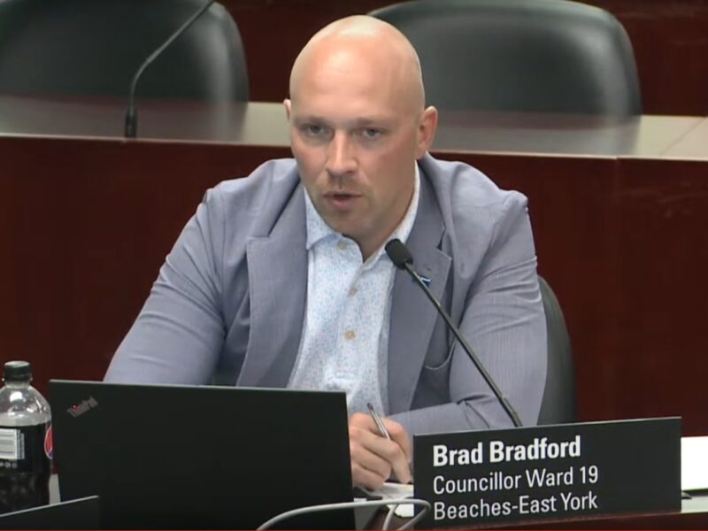 Toronto City Councillor Brad Bradford is the one who put forward the motion proposing restrictions on public demonstrations.