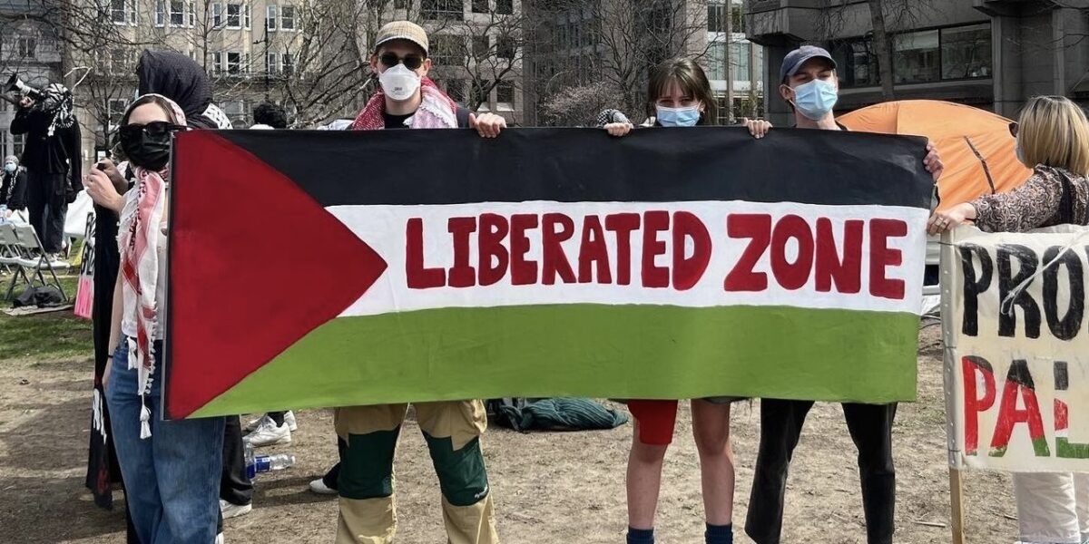 McGill University occupiers expressing their support for Palestine.