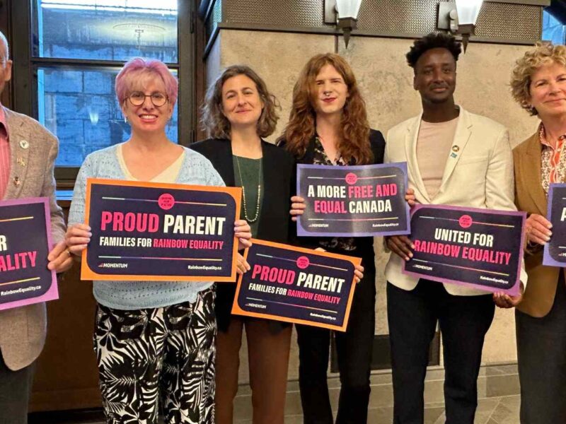 Fae Johnstone (third from the right), executive director for the Society for Queer Momentum was on Parliament Hill on Wednesday, May 8 to meet with allies and MPs to promote Rainbow Week.