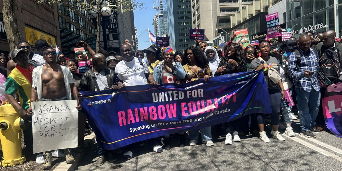 Marchers in a Rainbow Equality rally held in Toronto on May 16.