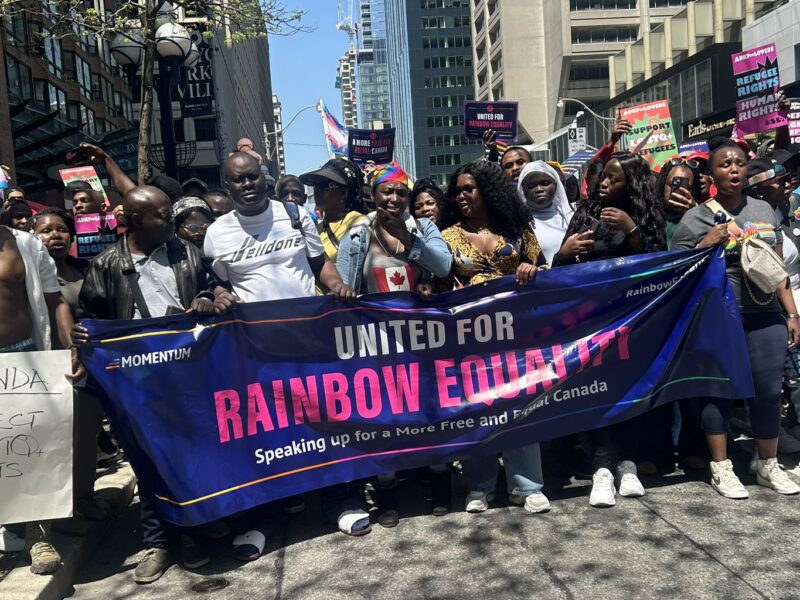 Marchers in a Rainbow Equality rally held in Toronto on May 16.