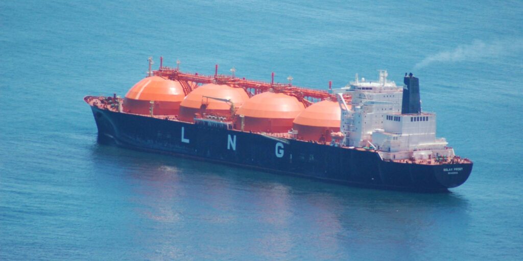 A tanker carrying liquid natural gas.