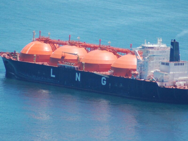 A tanker carrying liquid natural gas.