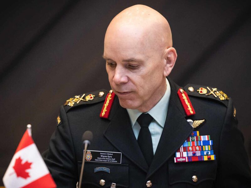 Chief of Defence Staff General Wayne Eyre at a NATO meeting in January of 2024.