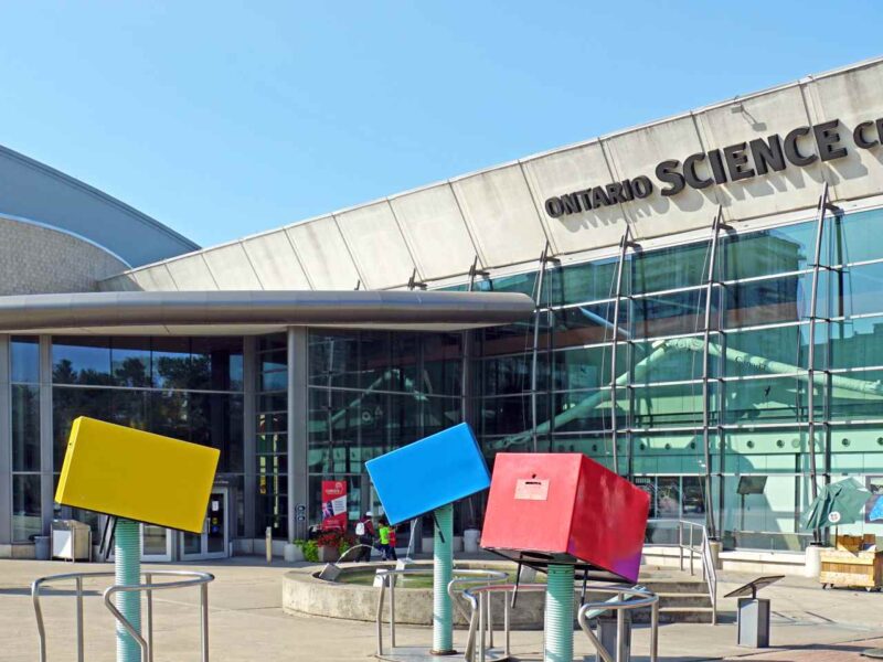 The outside of the Ontario Science Centre at its current location.