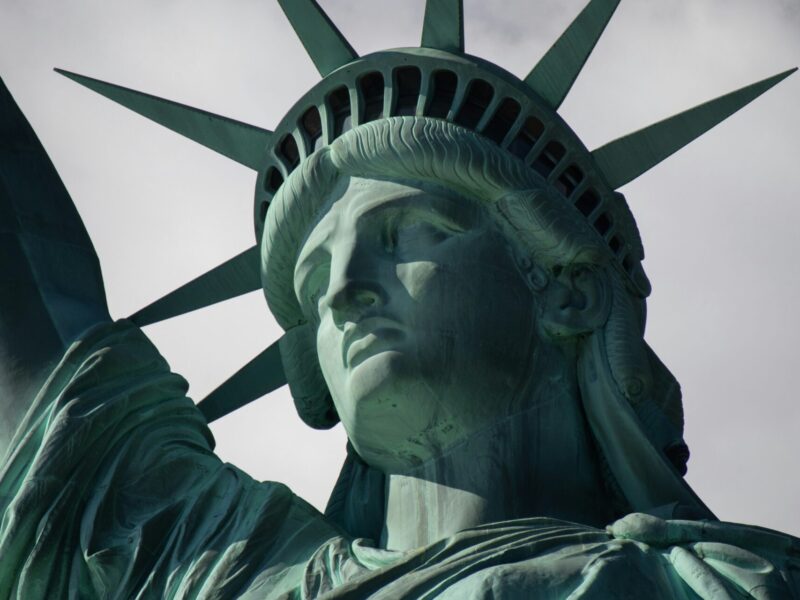 A closeup image of the Statue of Liberty in New York City.