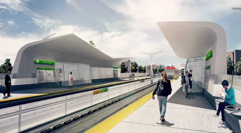 An artist's rendering of the proposed Green Line.