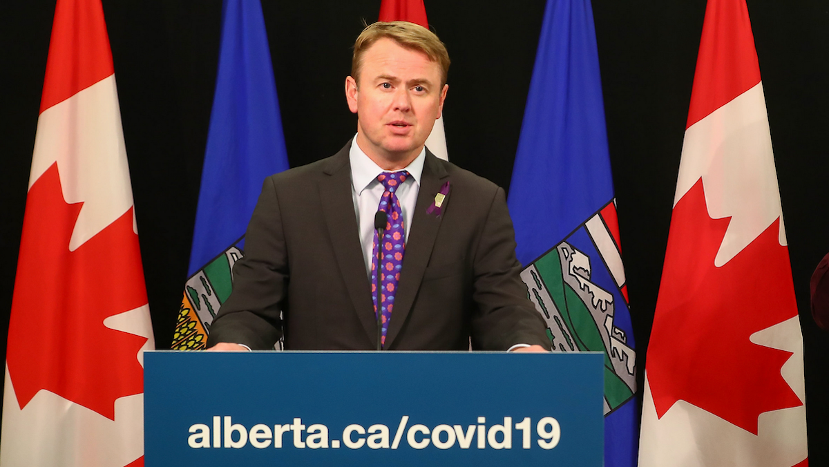 Tyler Shandro as Alberta health minister in 2021 during the COVID-19 pandemic.