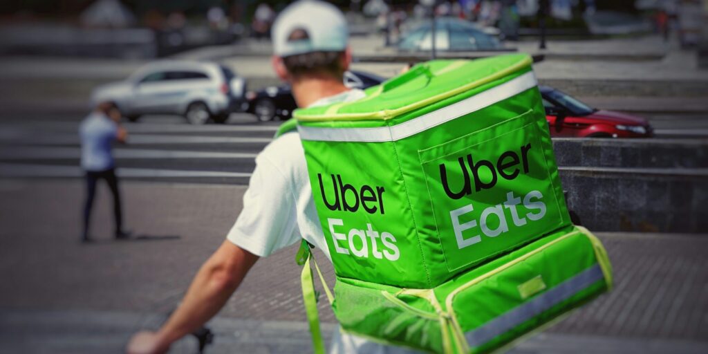 An Uber Eats delivery worker.