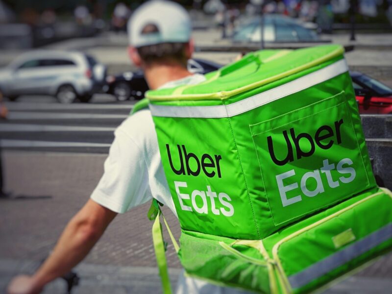 An Uber Eats delivery worker.