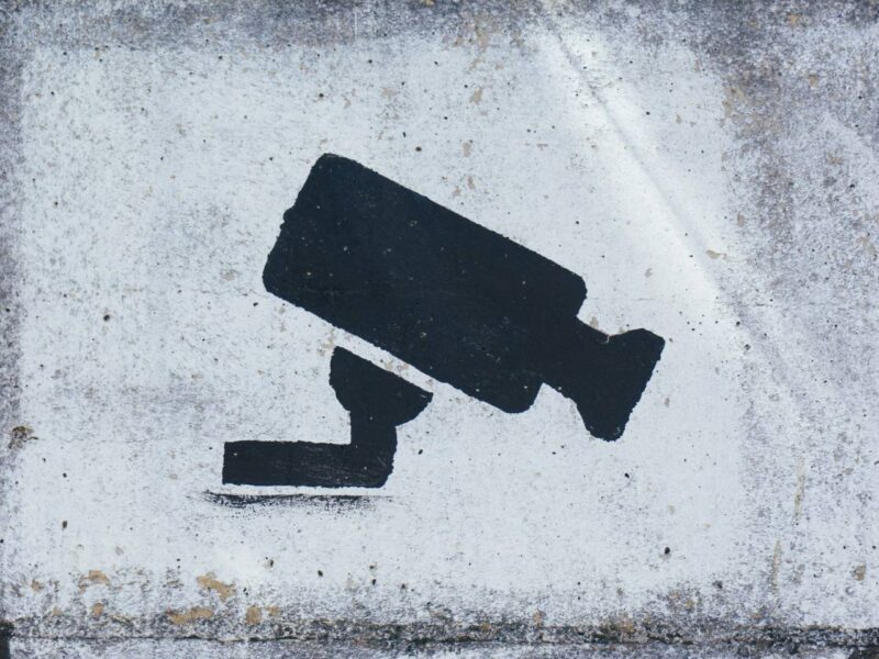 A spray painting of a surveillance camera.