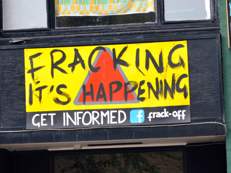 An anti-fracking sign.