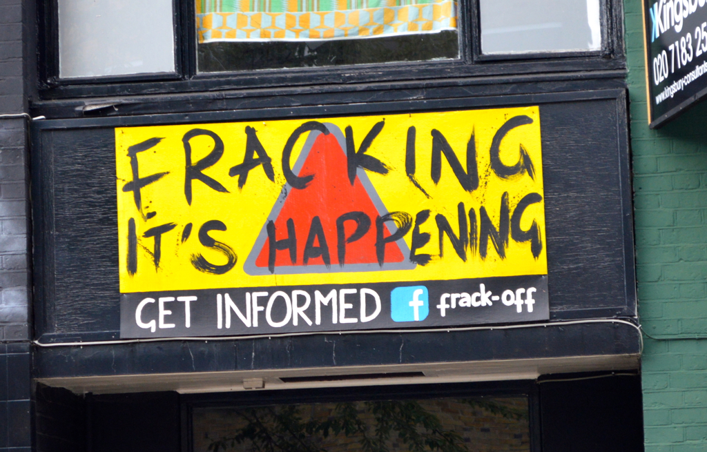 An anti-fracking sign.