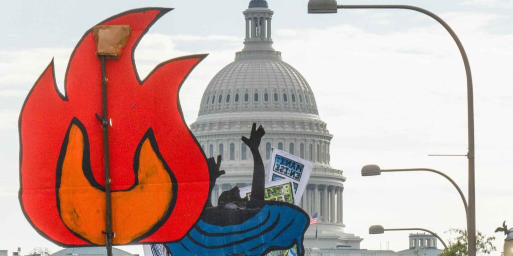 A climate protest in Washington DC.