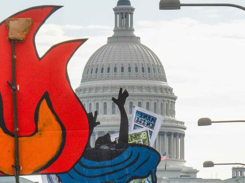 A climate protest in Washington DC.