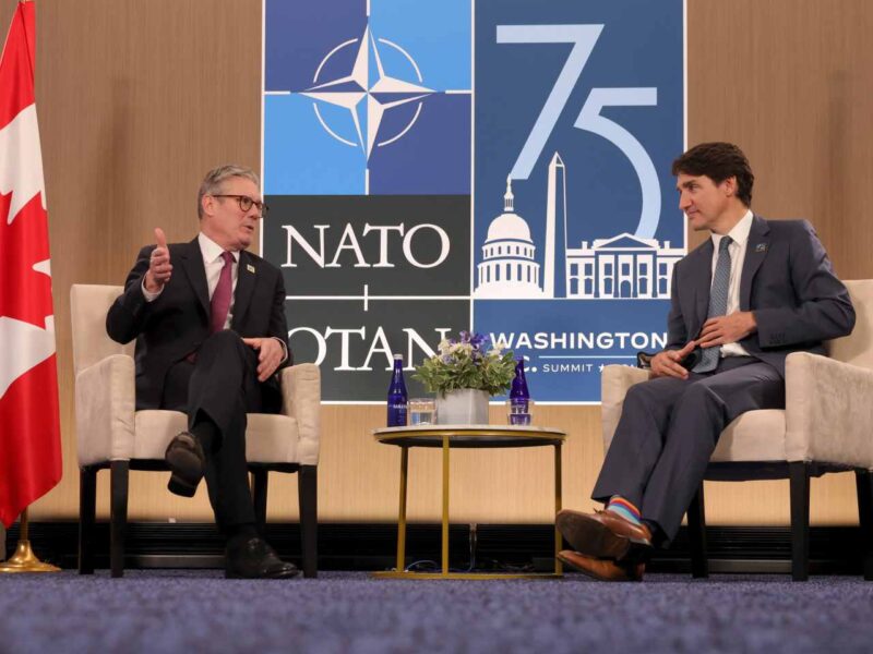 UK prime minister Keir Starmer meets with Canadian prime minister Justin Trudeau at a recent NATO summit.