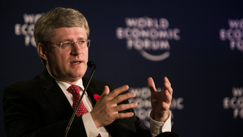 Stephen Harper, then Canada’s prime minister, in 2012 speaking at the World Economic Forum.