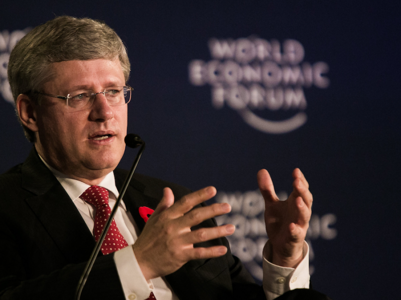 Stephen Harper, then Canada’s prime minister, in 2012 speaking at the World Economic Forum.