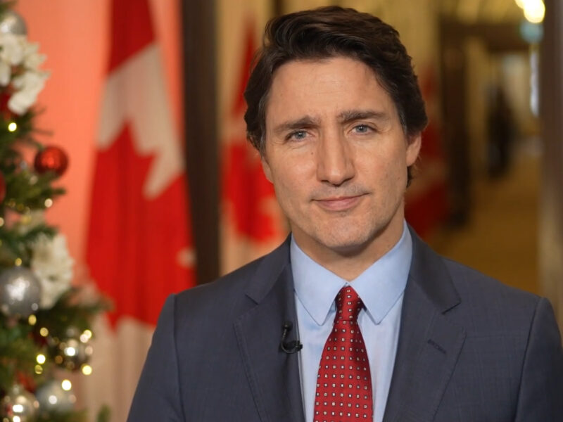 Prime minister Justin Trudeau delivering his 2023 Christmas address.