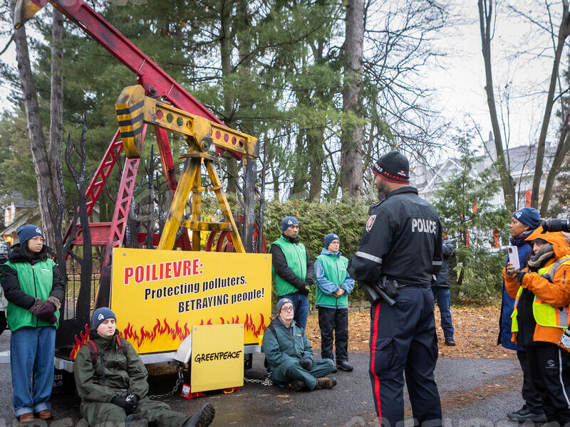 Greenpeace protests outside Poilievre’s official residence