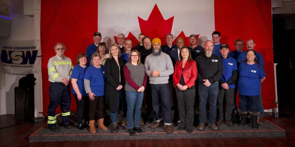 Labour leaders meeting with Jagmeet Singh (centre) to discuss Trump's tariff threat.