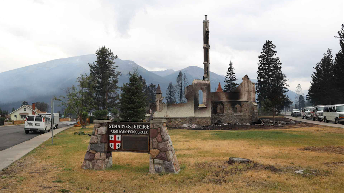 All that was left of Jasper’s beautiful little Anglican church after the fire.