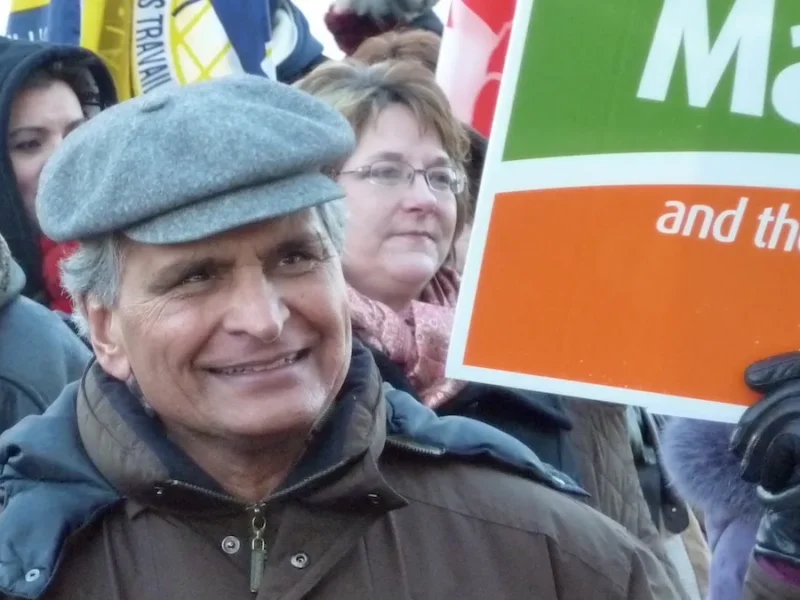 Retired but still active, Raj Pannu while campaigning for Brian Mason in 2010.