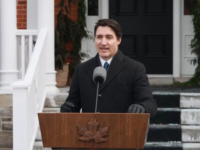 Justin Trudeau announcing his resignation and the prorogation of Parliament earlier this month in front of Rideau Hall.