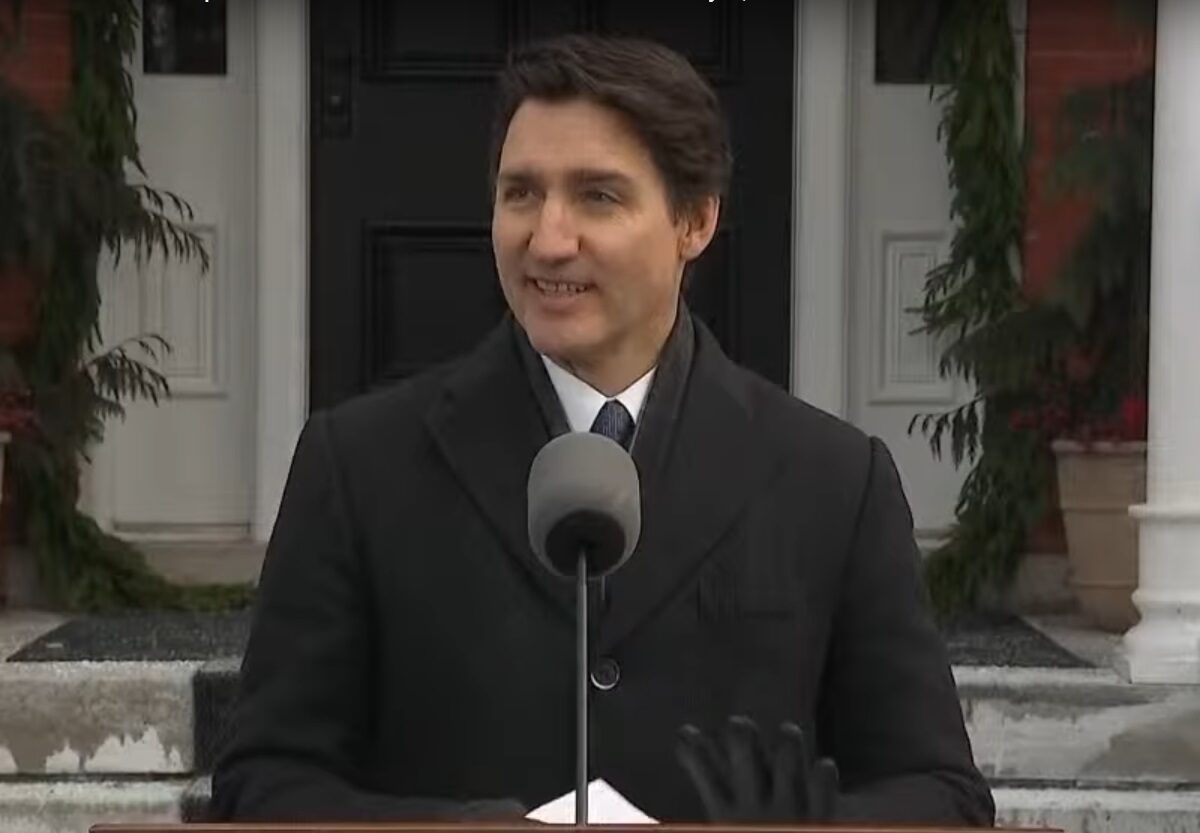 Prime Minister Justin Trudeau announcing his intention to resign on Monday, January 6, 2024.