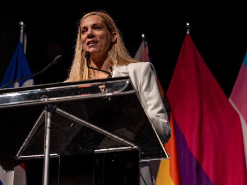 Canadian Heritage Minister Pascale St-Onge speaking at a 2SLGBTQIA+ event in October of 2024.