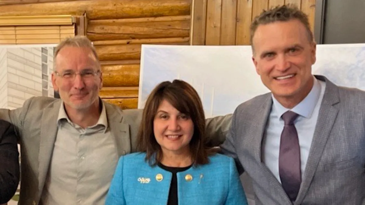 Infrastructure Minister Peter Guthrie, at right, with Health Minister Adriana LaGrange, who is MLA for Red Deer-North, and Red Deer-South MLA Jason Stephan last March.