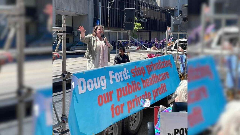 An Ontario Health Coalition rally that took place in May of 2024.