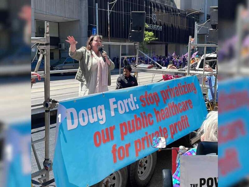 An Ontario Health Coalition rally that took place in May of 2024.