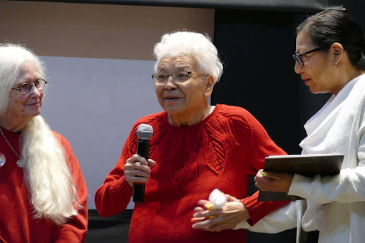 left to right, Carolyn Egon, Ursula Jacko, and Jacko family member.