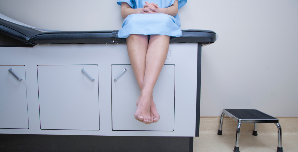 A patient waiting in a doctor's office.