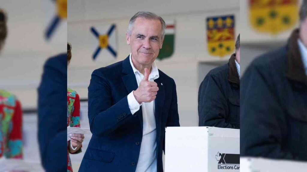 Mark Carney voting on election day.