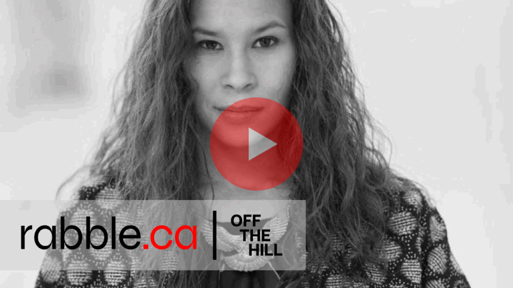 An image of El Jones and the caption "rabble.ca Off the Hill" and a big red play button.