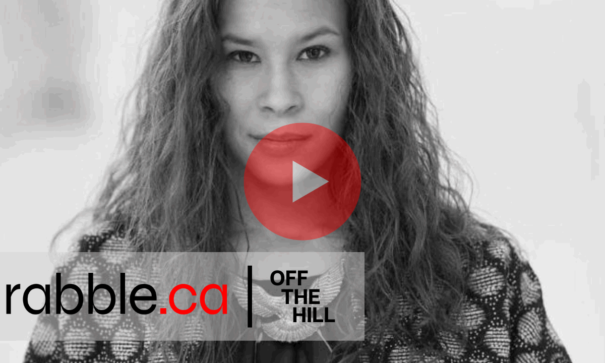 An image of El Jones and the caption "rabble.ca Off the Hill" and a big red play button.