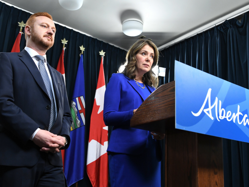 Alberta Premier Danielle Smith and Justice Minister Mickey Amery last April 29.