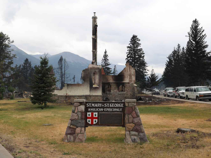 What was left of Jasper’s beautiful little Anglican chapel in the aftermath of last summer’s catastrophic fire.